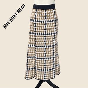 Who What Wear Size Large Check Jacquard High Waist Knit Skirt
